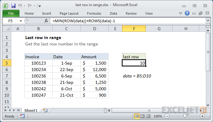 Excel Formula Last Row Number In Column